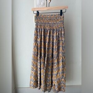 NATURAL LIFE Yellow and Blue Floral Midi Skirt